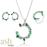 Tsavorite and Opal Half Moon Jewellery Necklace Set