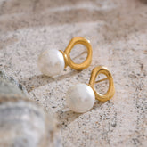 Pearl Dome Huggie Earrings