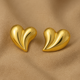 Big Statement Heart 18K Gold Plated Earrings