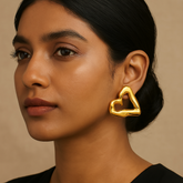 Big Heart Outline 18K Gold Plated Earrings