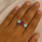 Supernova Opal and Pink Topaz Ring