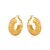 Big Hammered Metal 18K Gold Plated Hoop Earrings