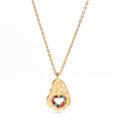 Heart on Hammered Metal 18K Gold Plated Necklace