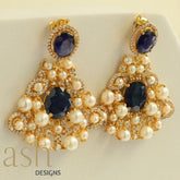 Maharani Blue Sapphire and Pearl earrings