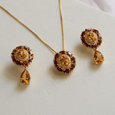 Adaya Garnet and Citrine Earrings and Necklace Set