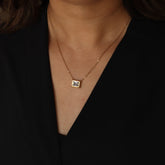 Rectangle Single Stone 18K Gold Plated Necklace