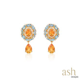 Adaya Blue Topaz and Citrine Earrings and Necklace Set