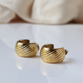 Curve Line 18K Gold Plated Hoop Earrings