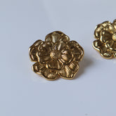 Big Flower Engraved 18K Gold Plated Earrings