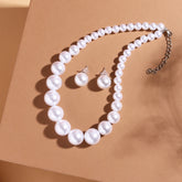 Classic Pearl Necklace and Earrings Set