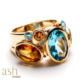 Marrakesh Blue Topaz and Citrine Ring