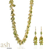 Spring Bloom Peridot Cabochon Torsade Necklace and Earring Set