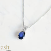 Blue Lagoon Sapphire and Diamond Silver Necklace