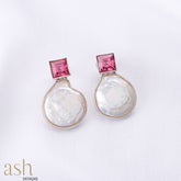 Mother of Pearl and Pink Topaz Earrings