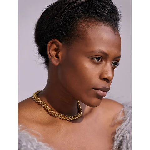 Geometric Criss Cross 18K Gold Plated Necklace