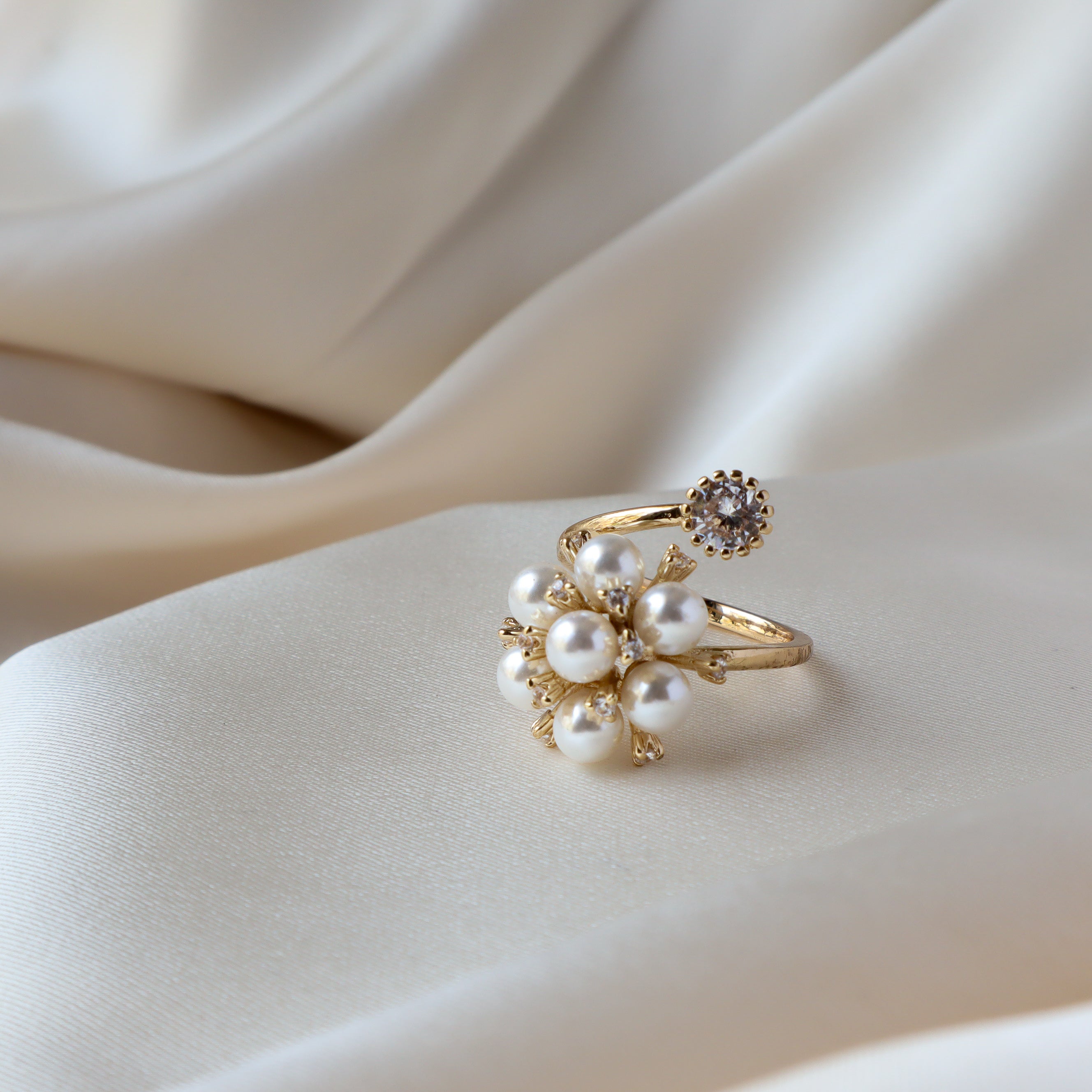 Fleur Pearl 18K Gold Plated Ring