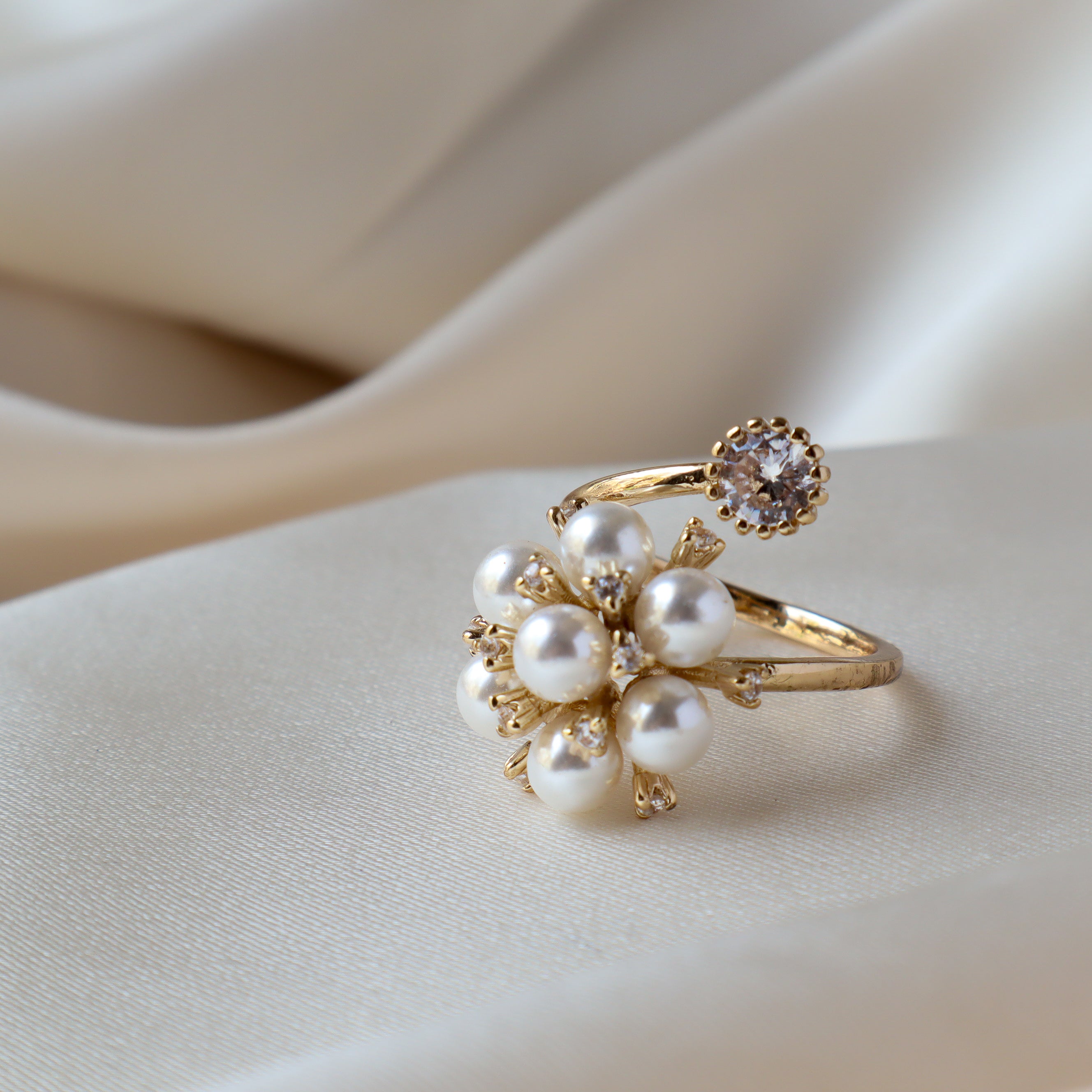 Fleur Pearl 18K Gold Plated Ring