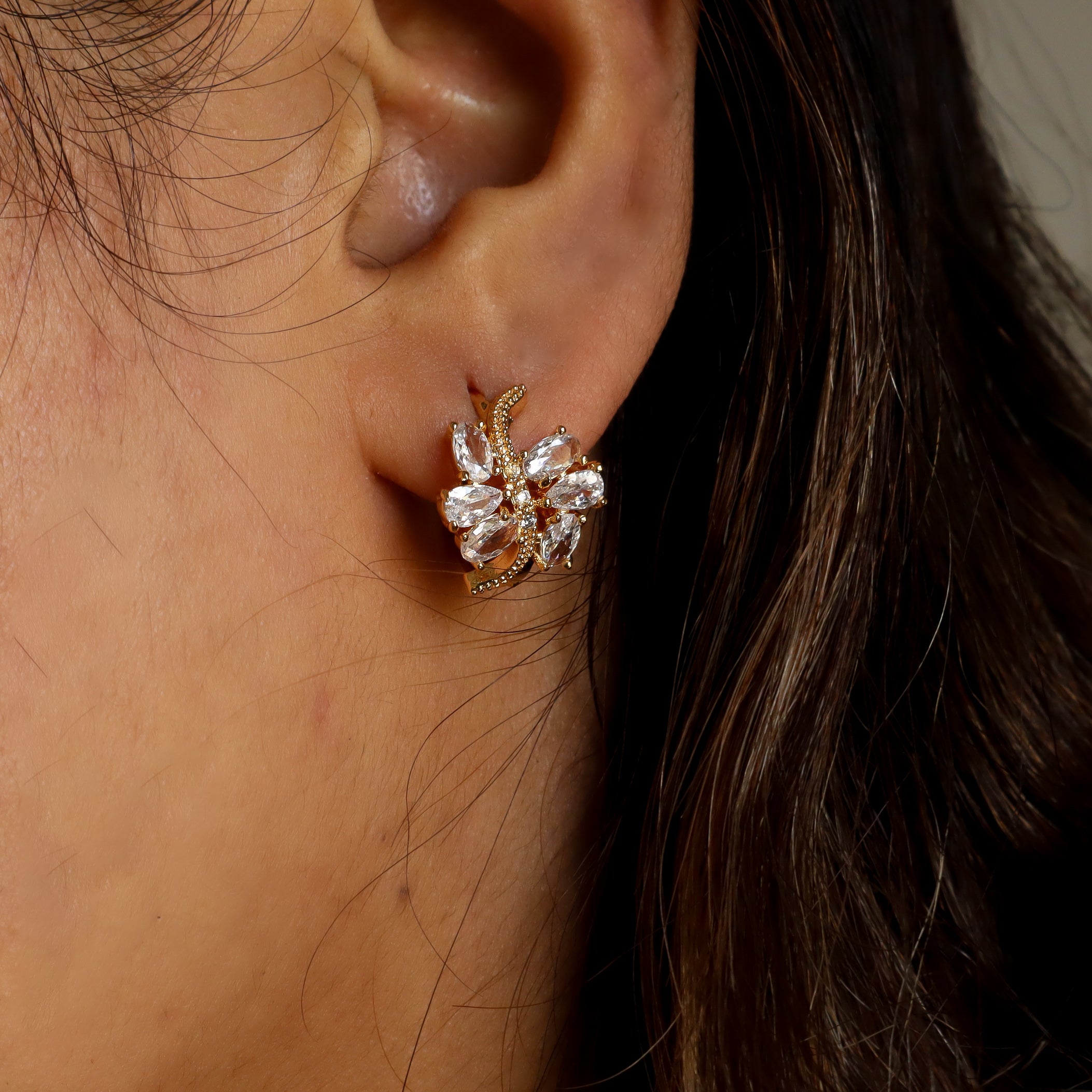 Flower Hoops 18K Gold Plated Earrings