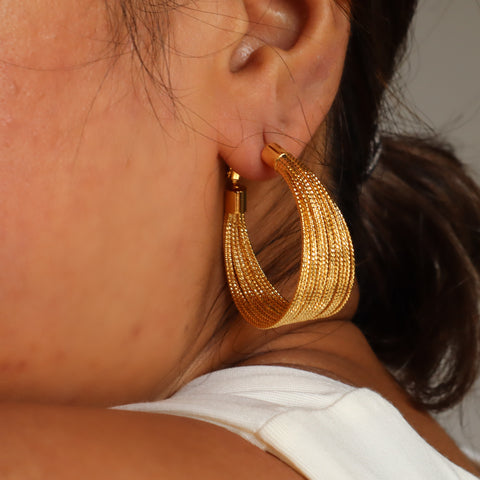 Big Wire Hoop 18K Gold Plated Earrings