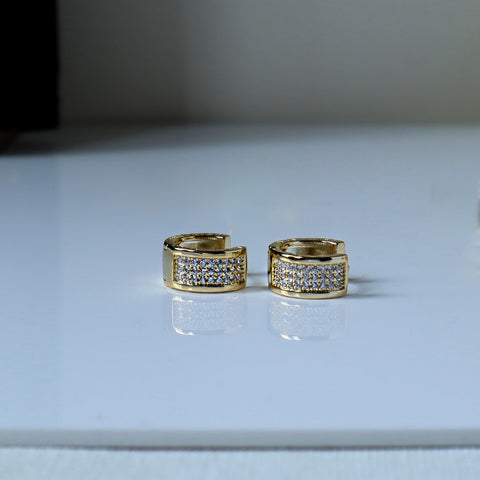 Mini Pavé Hoops 18K Gold Plated Earrings