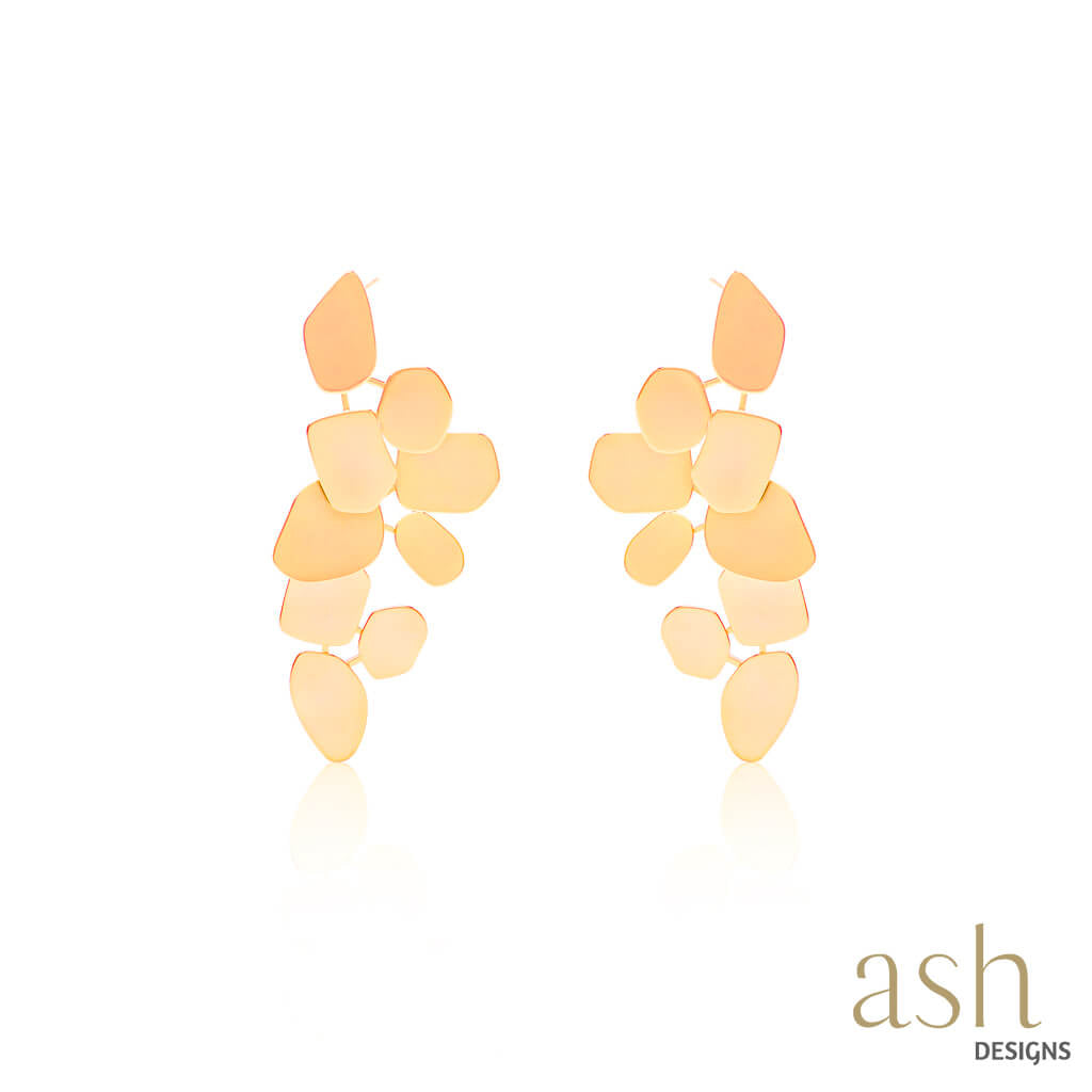 Big Geometric Cascade 18K Gold Plated Dangler Earrings