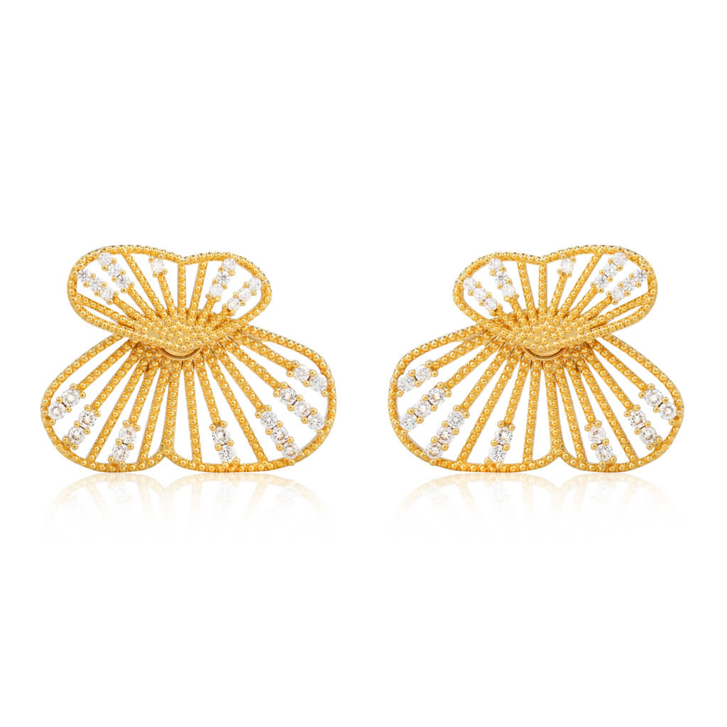 Butterfly Wings Studded 18K Gold Plated Earrings