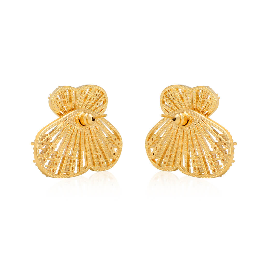 Butterfly Wings Studded 18K Gold Plated Earrings