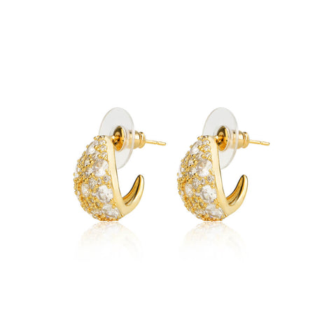Pavé Studded Cuff Hoop Earrings