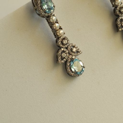 Cannes Blue Topaz and Pearl Earrings