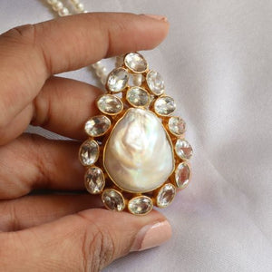 Maharani Pearl and White Topaz pendant