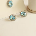 Load image into Gallery viewer, Araliya Blue Topaz Earrings Pendant and RIng Set
