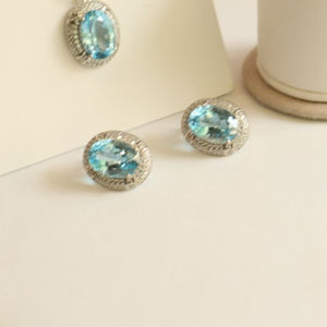 Araliya Blue Topaz Earrings Pendant and RIng Set