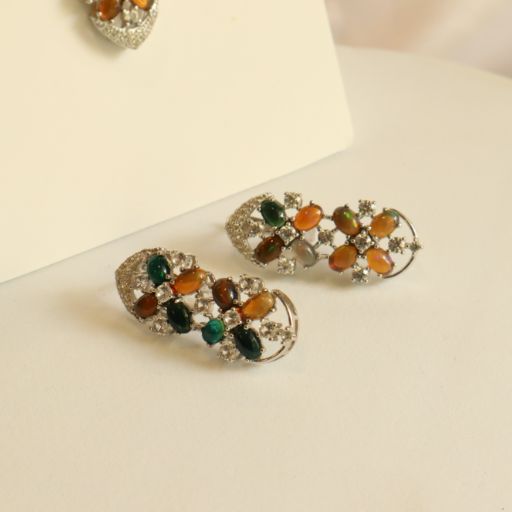 Vera Black Opal Necklace Earring Ring Set