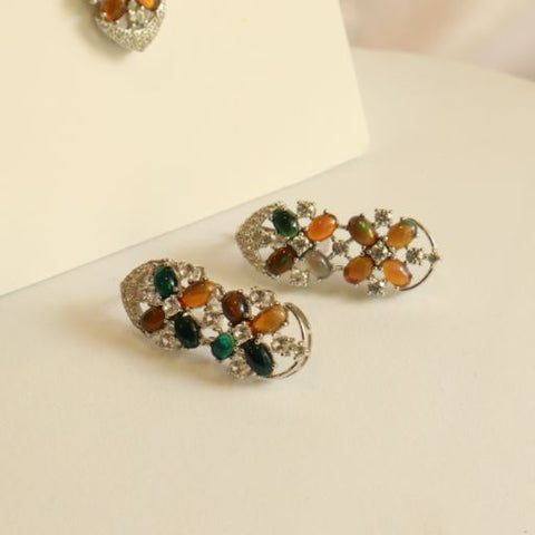 Vera Black Opal Necklace Earring Ring Set