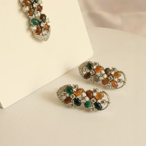 Vera Black Opal Necklace Earring Ring Set