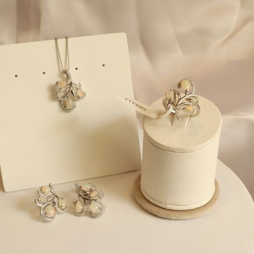 Sylvie Opal Earrings Pendant and Ring Set