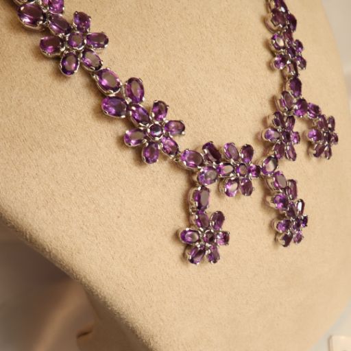 Regal Amethyst Big Necklace and Earrings Set