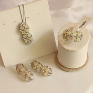 Meditteranean Opal Earrings Pendant and Ring Set