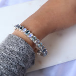 Load image into Gallery viewer, Celestial Rainbow Moonstone and Blue Topaz Bangle
