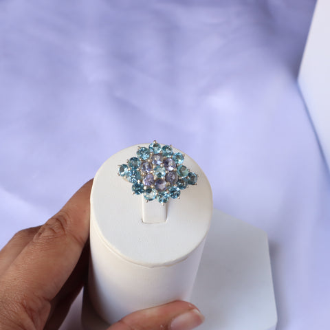 Starry Sea Amethyst and Blue Topaz Ring