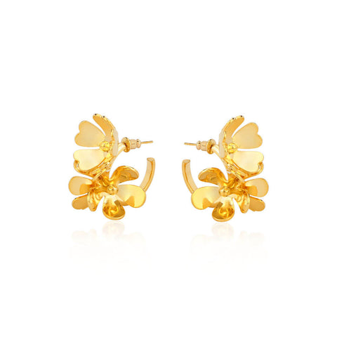 Big Peony 18K Gold Plated Hoop Earrings