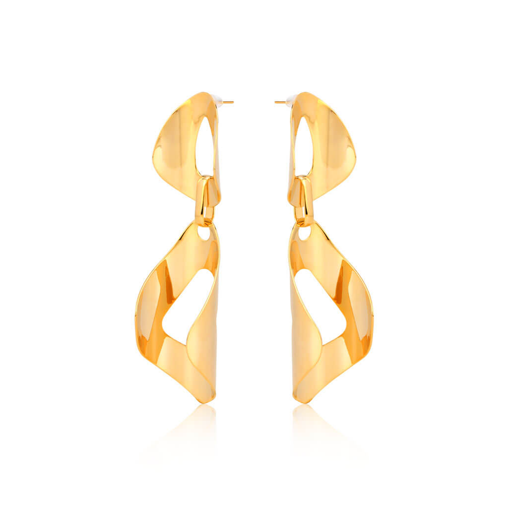 Milan at Night Big Geometric 18K Gold Plated Earrings