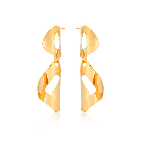 Milan at Night Big Geometric 18K Gold Plated Earrings