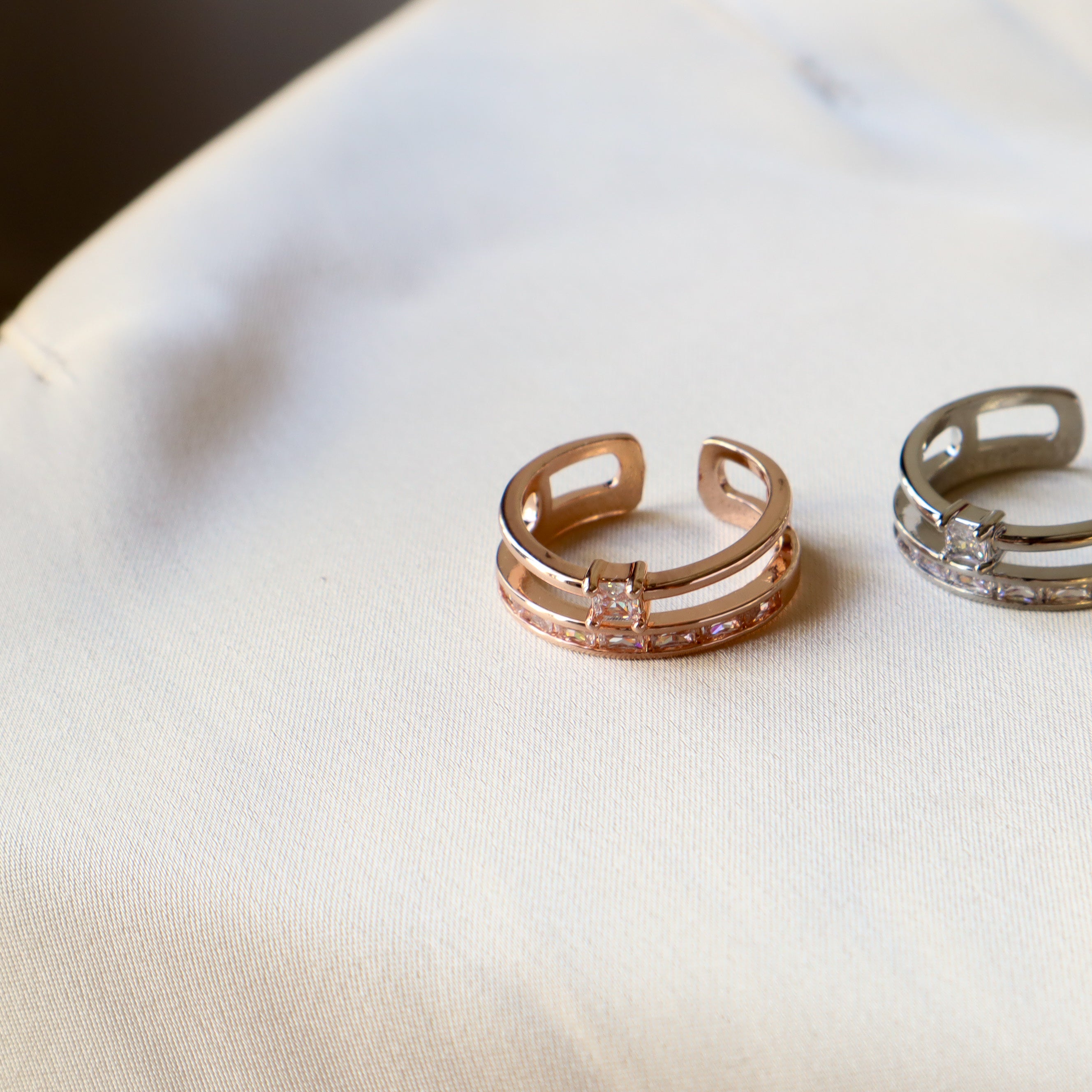 Double Stacker 18K Gold Plated & Silver Plated Ring