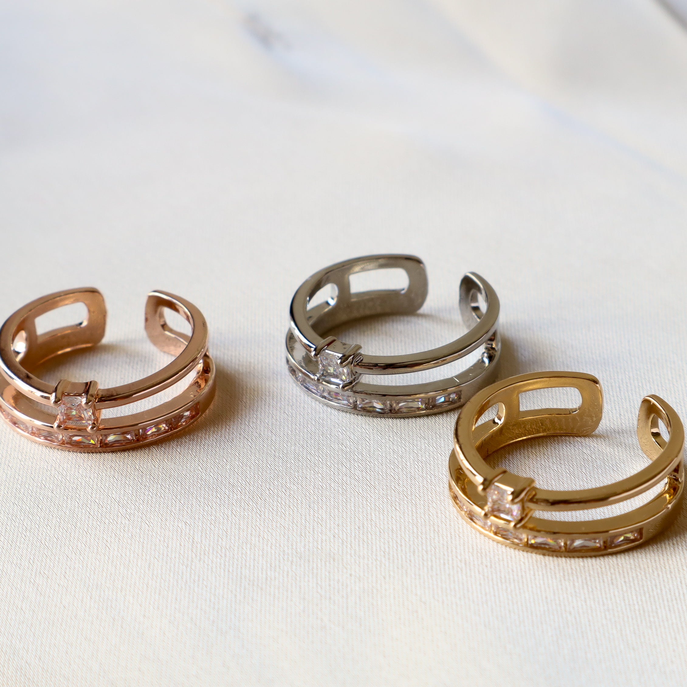 Double Stacker 18K Gold Plated & Silver Plated Ring