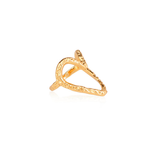 Big Heart Outline 18K Gold Plated Ring