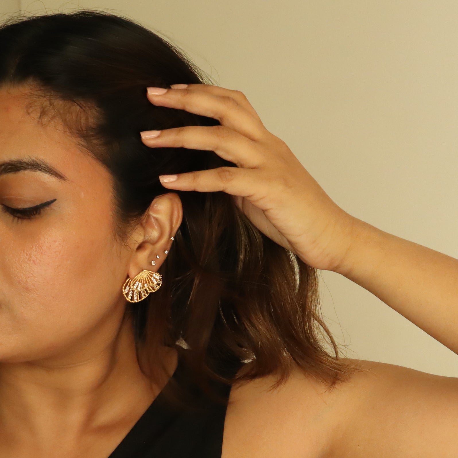 Butterfly Wings Studded 18K Gold Plated Earrings