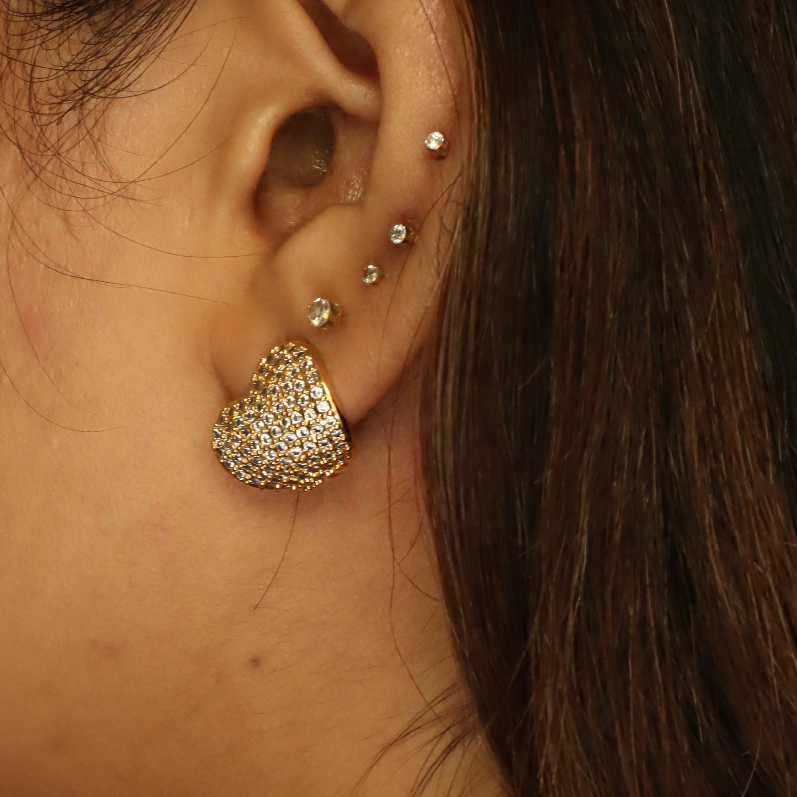 Heart Cuff 18K Gold Plated Earrings