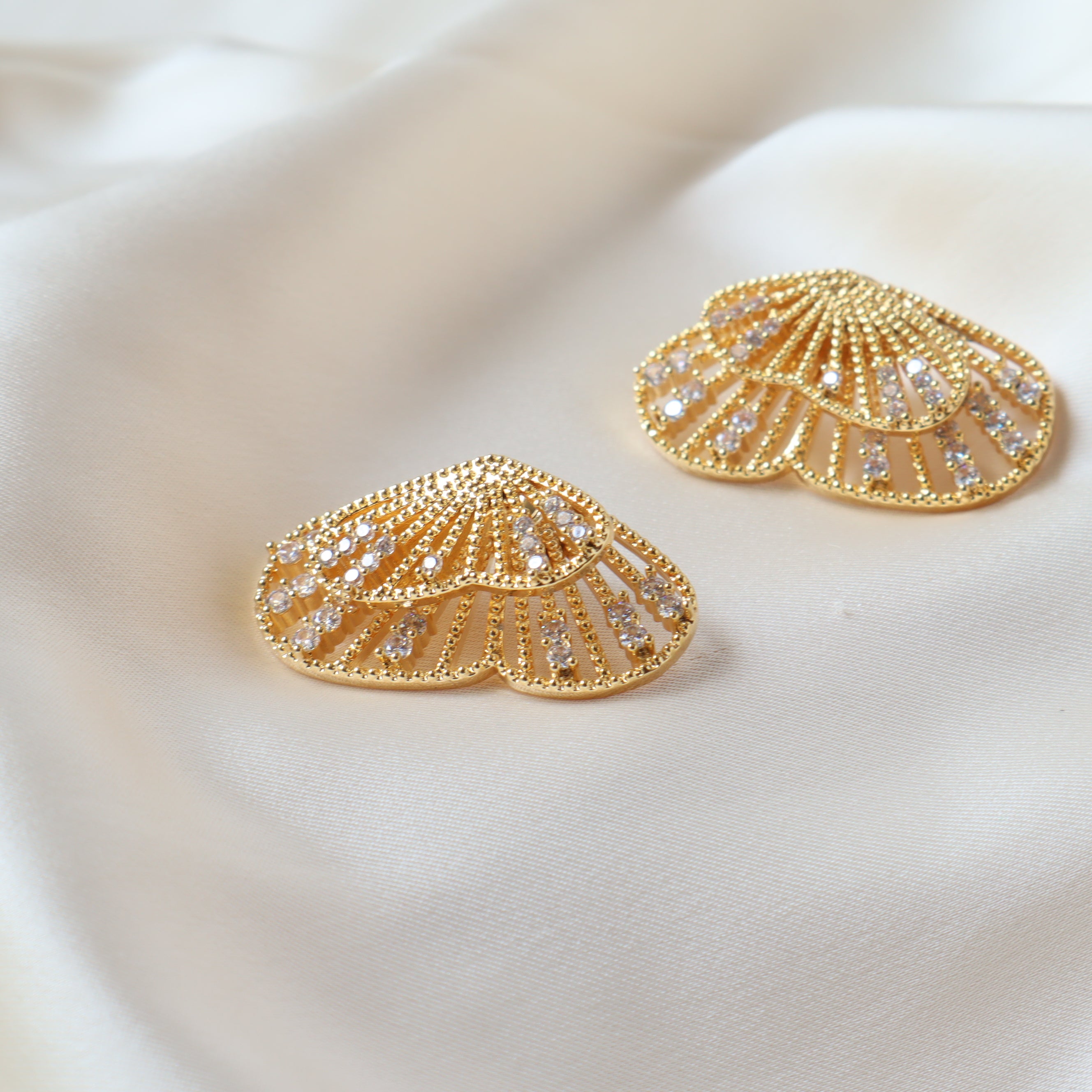 Butterfly Wings Studded 18K Gold Plated Earrings