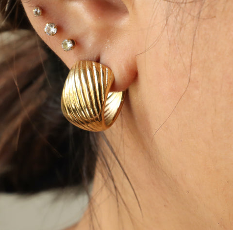Curve Line 18K Gold Plated Hoop Earrings